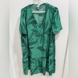 A New Day women’s green floral short sleeve dress size XL.